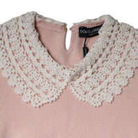 Dolce & Gabbana Pink Cashmere Collar Knitted Long Sleeves Top