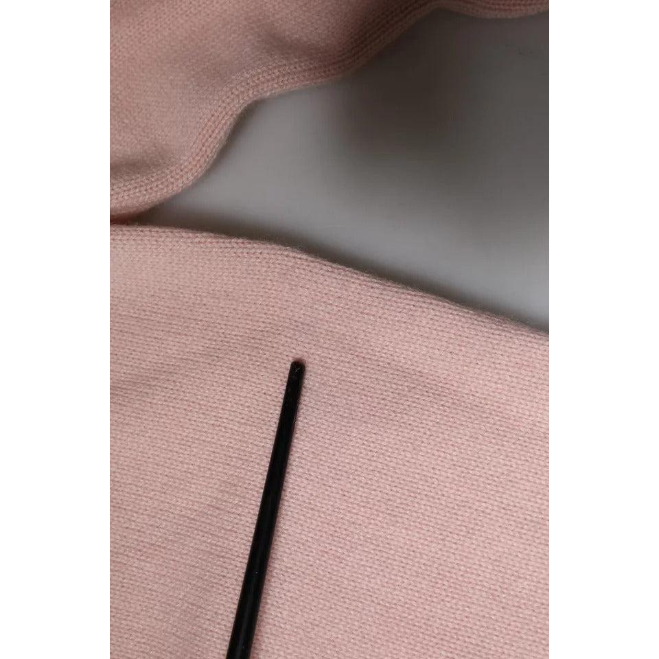 Dolce &amp; Gabbana Pink Cashmere Collar Knitted Long Sleeves Top