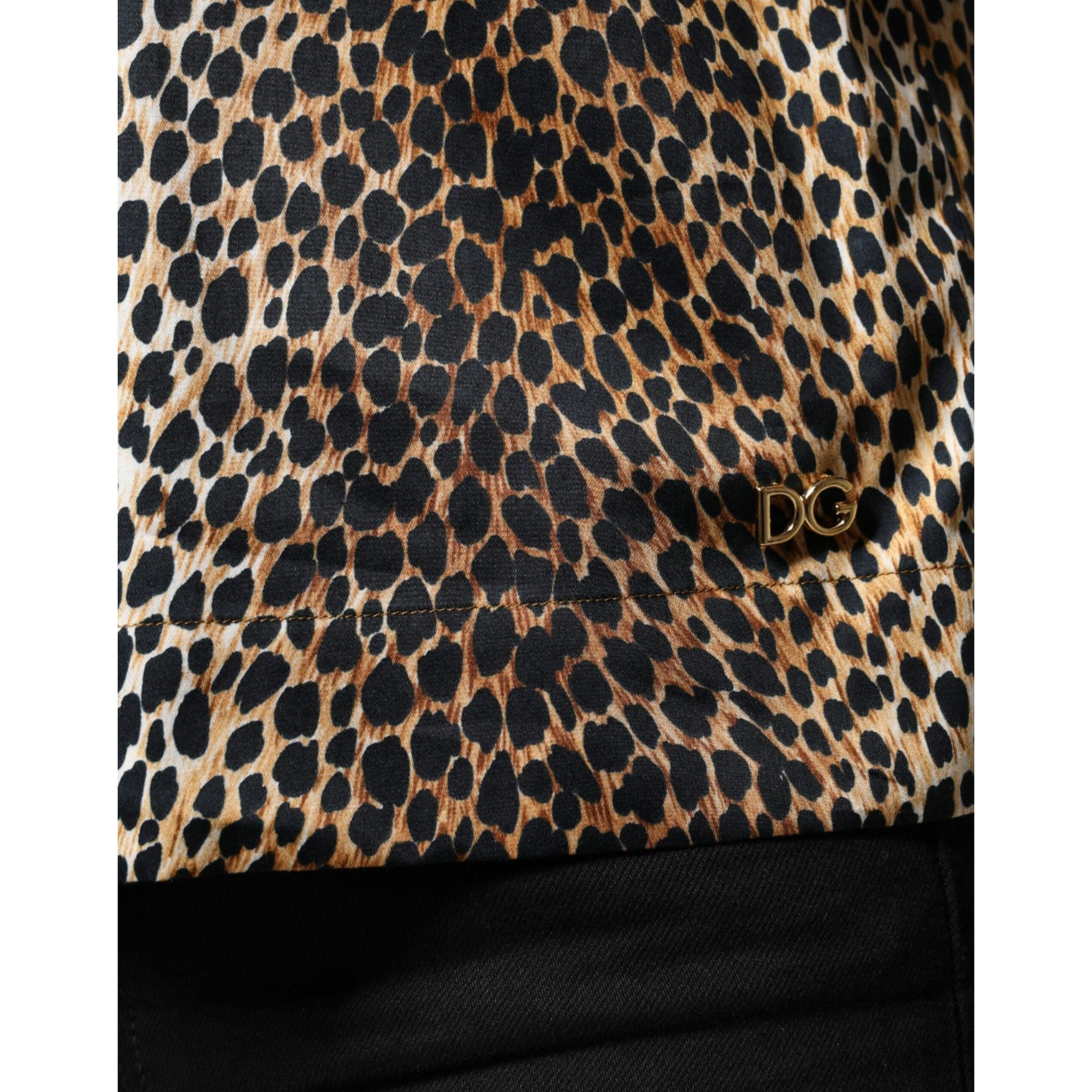 Dolce &amp; Gabbana Brown Leopard Print Short Sleeves Blouse Top