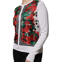 Dolce & Gabbana White Geranium Long Sleeves Cardigan Sweater