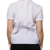 Valentino White Cotton Short Sleeves Collared Blouse Top