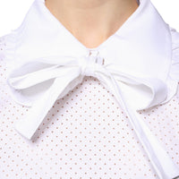 Valentino White Cotton Short Sleeves Collared Blouse Top