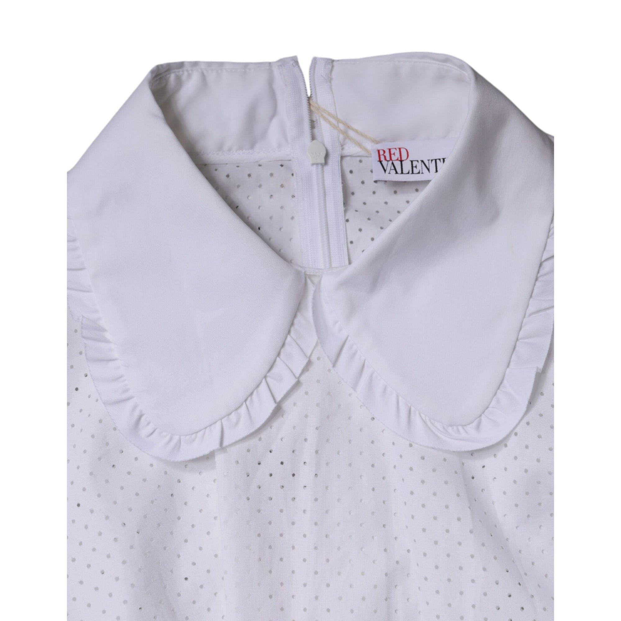 Valentino White Cotton Short Sleeves Collared Blouse Top