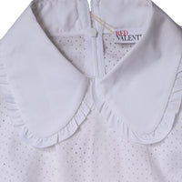 Valentino White Cotton Short Sleeves Collared Blouse Top