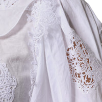 Dolce & Gabbana White Cotton Lace Trim Collared Blouse Top