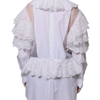 Dolce & Gabbana White Cotton Poplin Shirt Dress Blouse Top