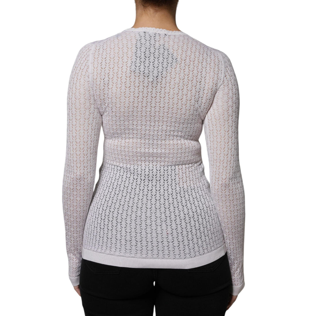 Dolce & Gabbana White Silk Button Down Cardigan Sweater