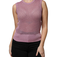 Dolce & Gabbana Pink Mesh See Through Sleeveless Tank Top