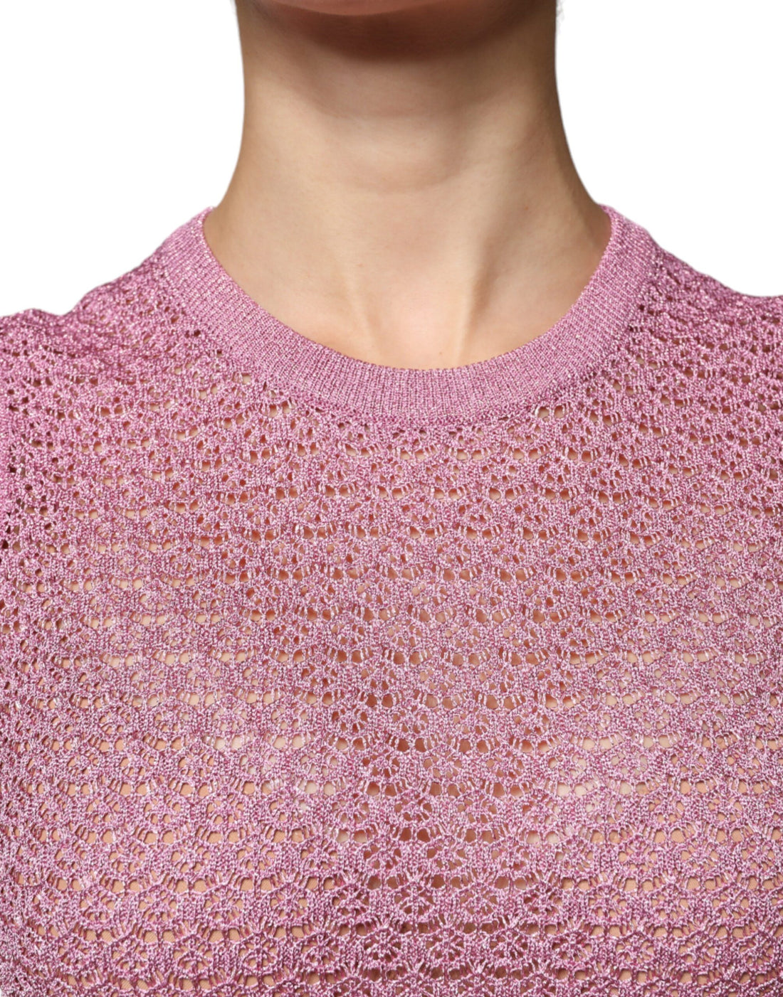 Dolce & Gabbana Pink Mesh See Through Sleeveless Tank Top