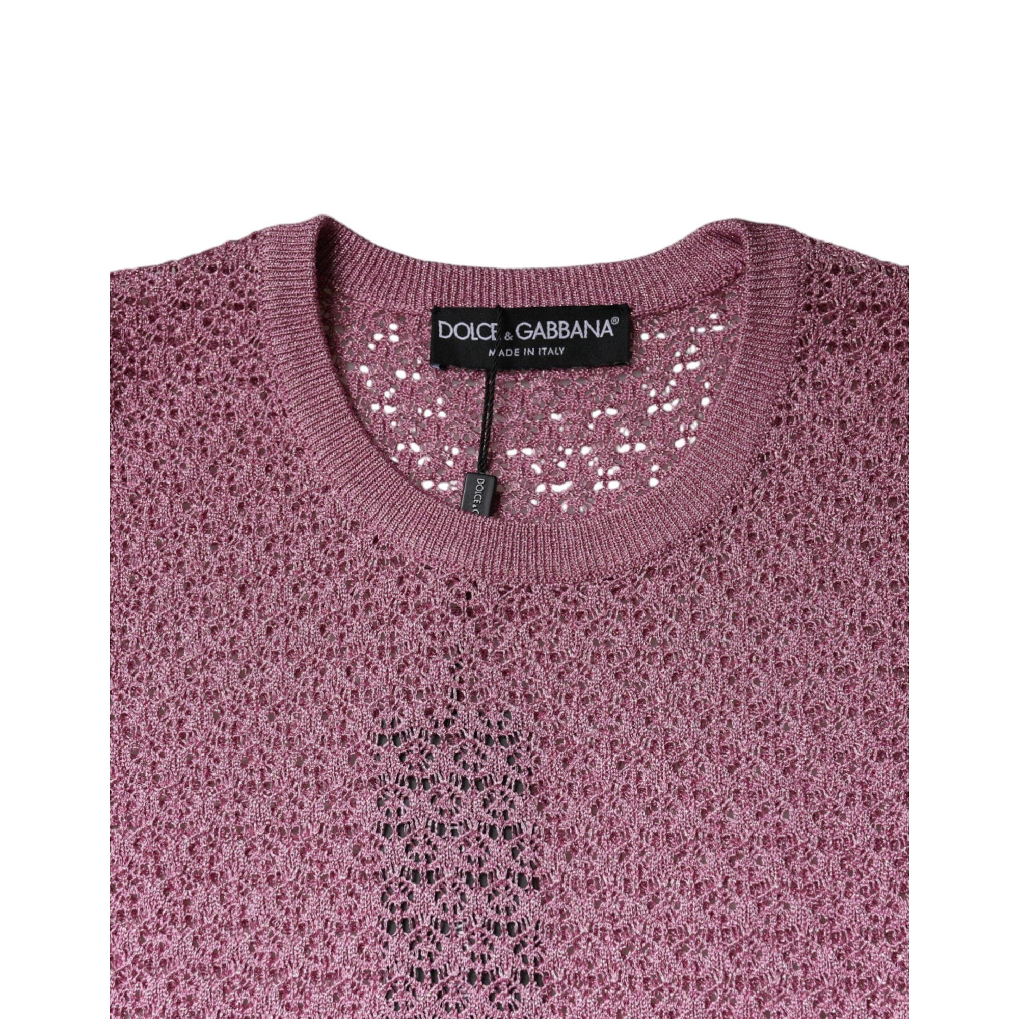 Dolce &amp; Gabbana Pink Mesh See Through Sleeveless Tank Top