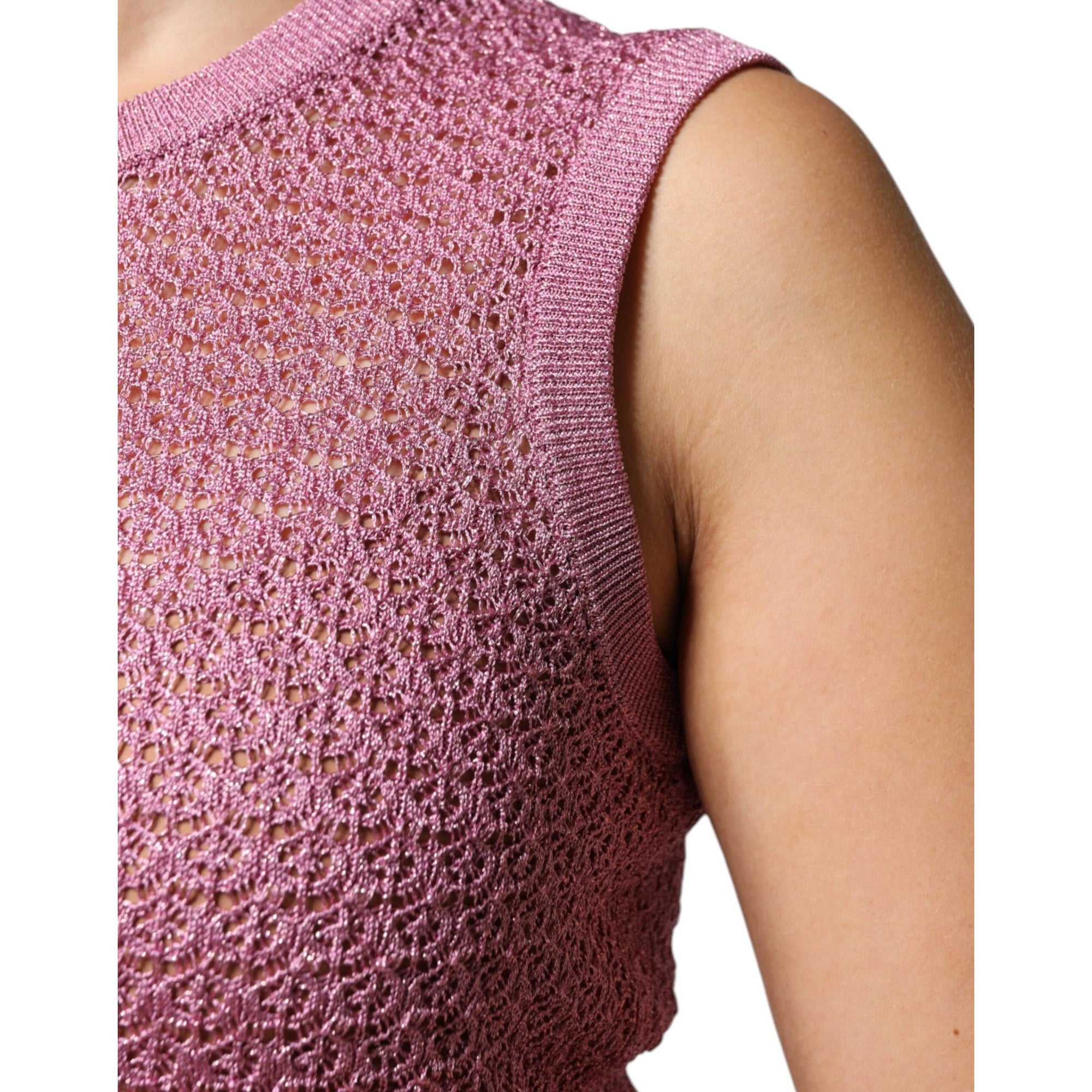 Dolce &amp; Gabbana Pink Mesh See Through Sleeveless Tank Top