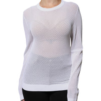 Dolce & Gabbana White Mesh See Through Long Sleeves Top