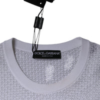 Dolce & Gabbana White Mesh See Through Long Sleeves Top