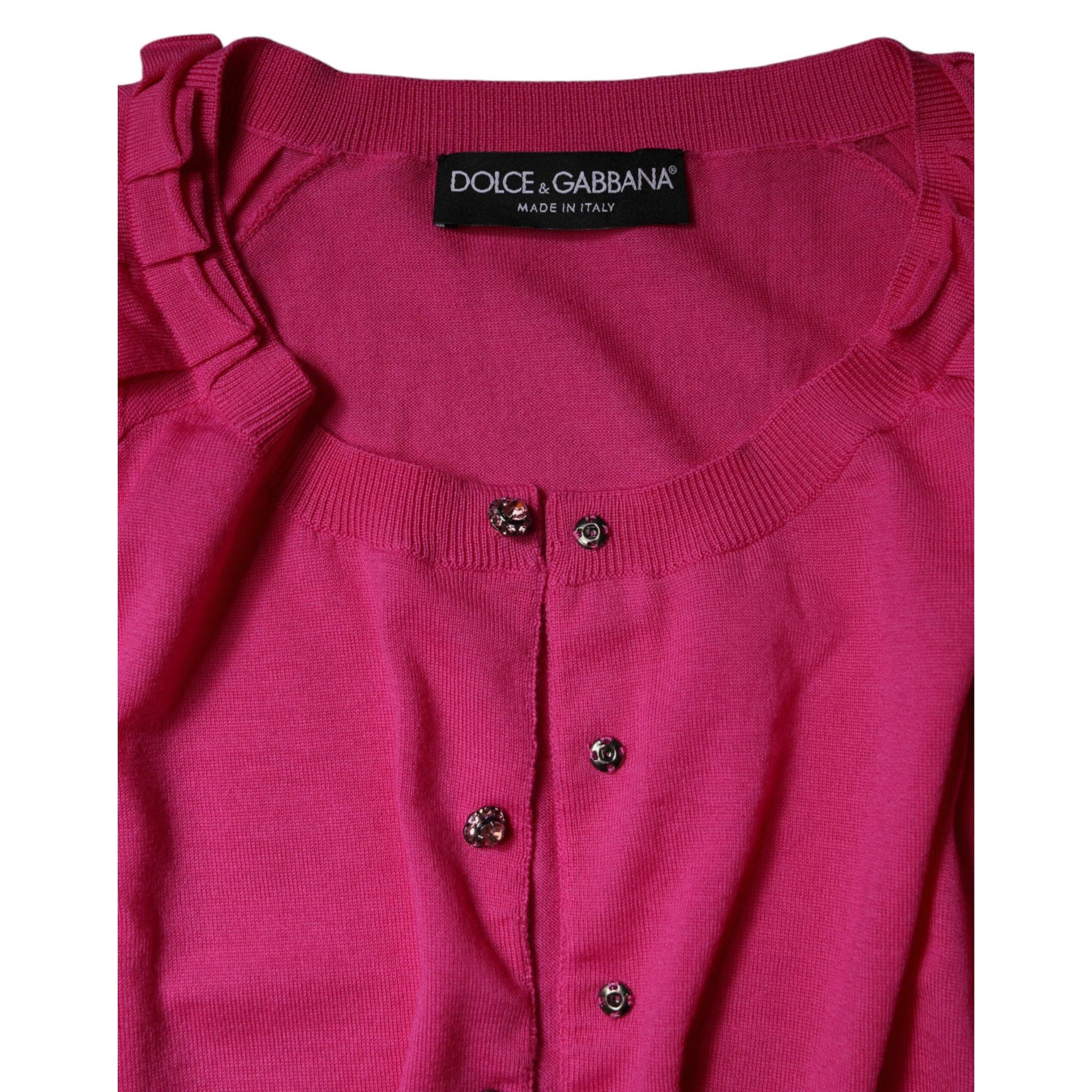 Dolce &amp; Gabbana Pink Wool Button Down Cardigan Sweater