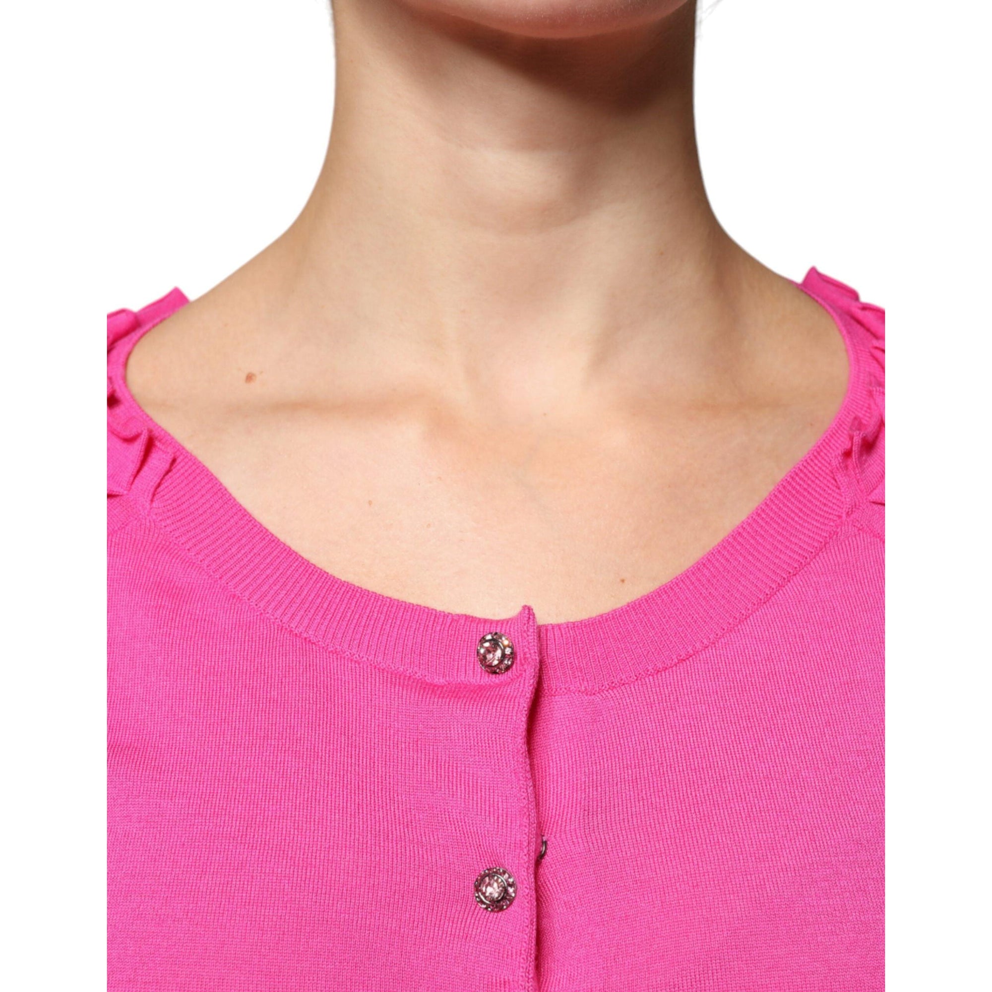 Dolce &amp; Gabbana Pink Wool Button Down Cardigan Sweater