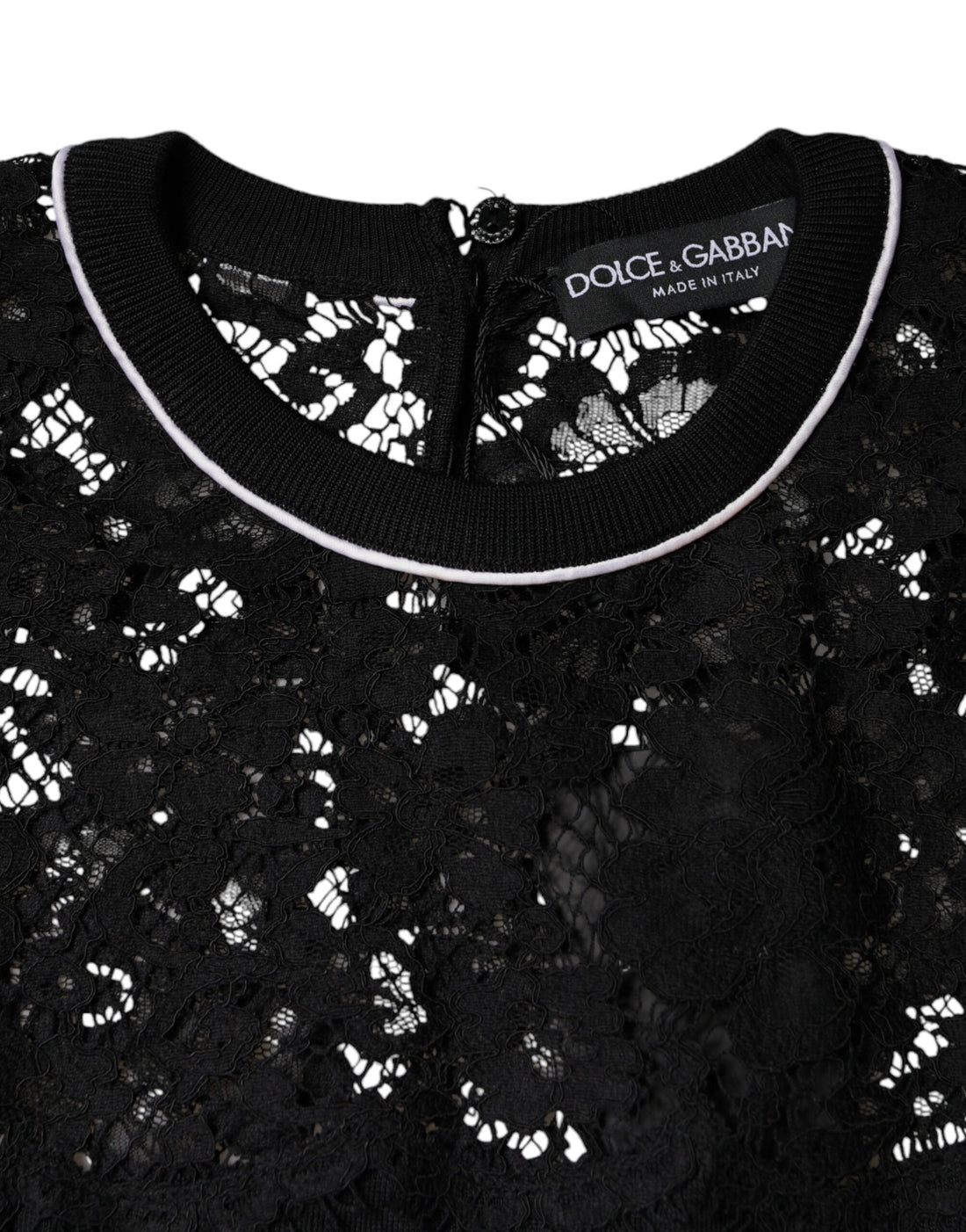 Dolce & Gabbana Black Floral Lace Silk Pullover Blouse Top