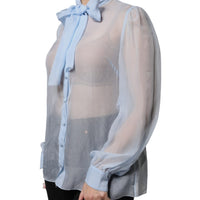 Dolce & Gabbana Blue Long Sleeve Button Down Blouse Top