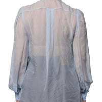 Dolce & Gabbana Blue Long Sleeve Button Down Blouse Top