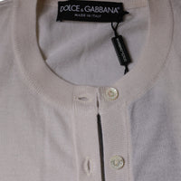 Dolce & Gabbana White Cashmere Button Down Cardigan Sweater