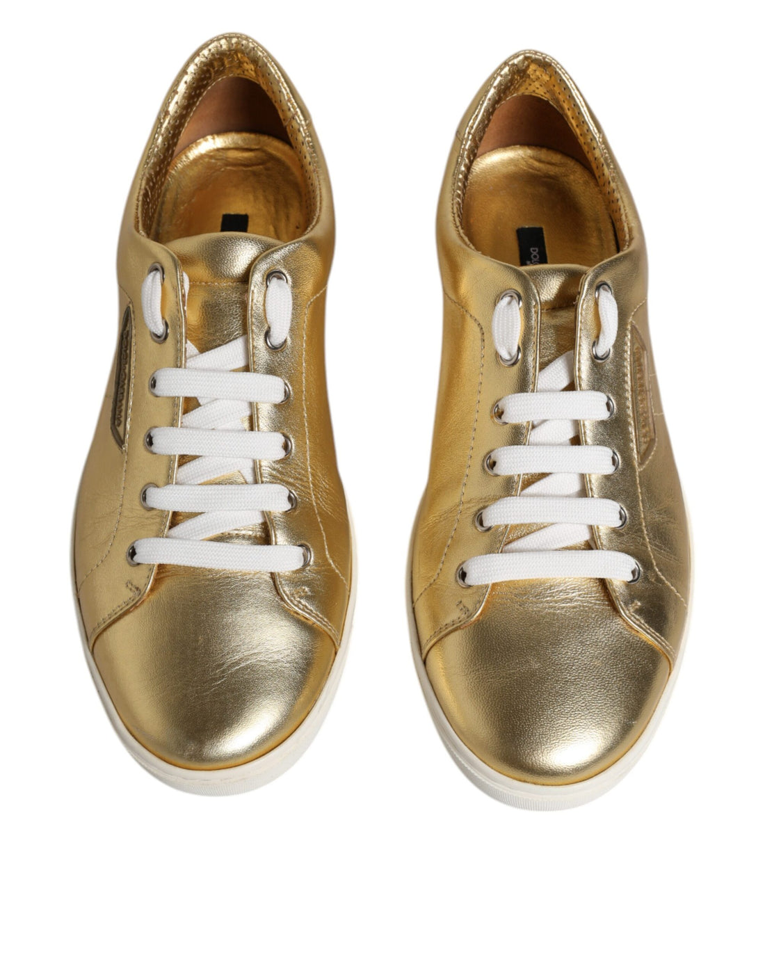 Dolce & Gabbana Gold Leather Logo London Men Sneakers Shoes