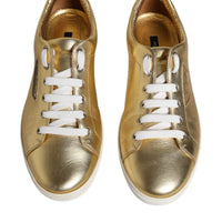 Dolce & Gabbana Gold Leather Logo London Men Sneakers Shoes