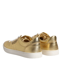 Dolce & Gabbana Gold Leather Logo London Men Sneakers Shoes