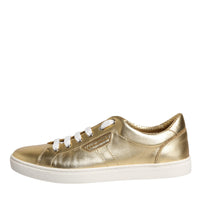 Dolce & Gabbana Gold Leather Logo London Men Sneakers Shoes