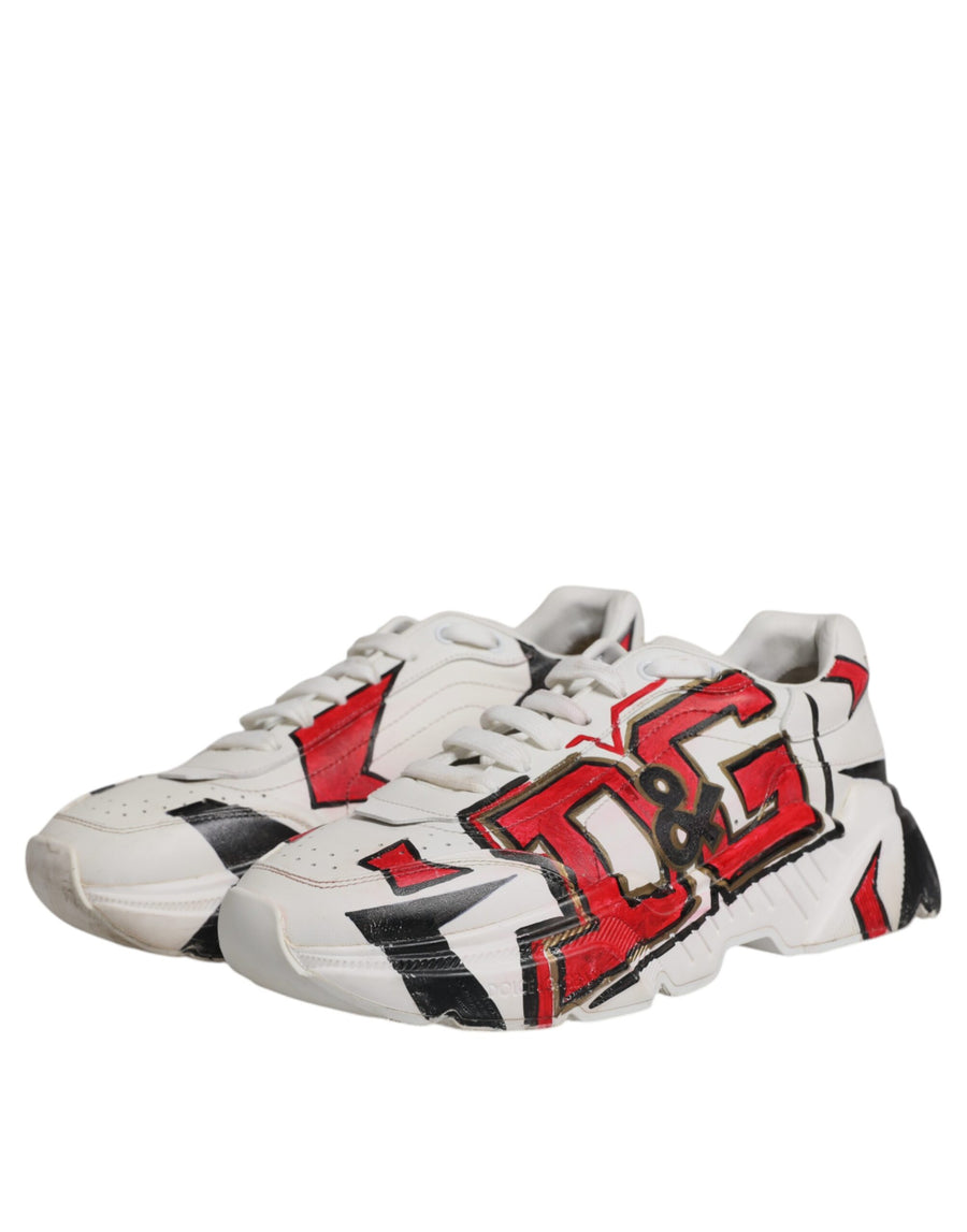 Dolce & Gabbana White Daymaster Hand Painted Sneakers Shoes