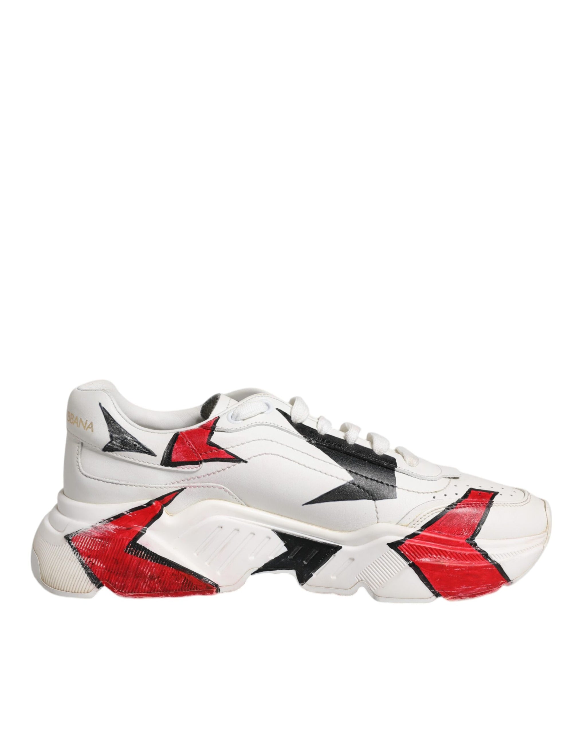 Dolce &amp; Gabbana White Daymaster Hand Painted Sneakers Shoes