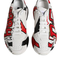 Dolce & Gabbana White Daymaster Hand Painted Sneakers Shoes