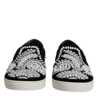 Dolce & Gabbana Black Embellished London Men Slip On Shoes