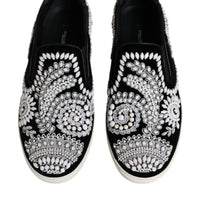 Dolce & Gabbana Black Embellished London Men Slip On Shoes