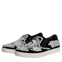 Dolce & Gabbana Black Embellished London Men Slip On Shoes