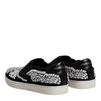 Dolce & Gabbana Black Embellished London Men Slip On Shoes