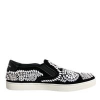 Dolce & Gabbana Black Embellished London Men Slip On Shoes