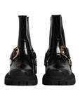 Dolce & Gabbana Black Leather Slip On Stretch Trekking Boots Shoes