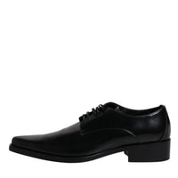 Dolce & Gabbana Black Patent Leather Derby Men Dress Shoes