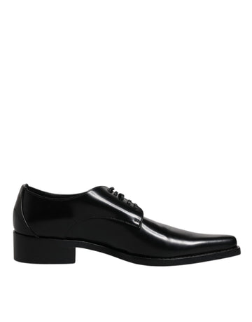 Dolce & Gabbana Black Patent Leather Derby Men Dress Shoes