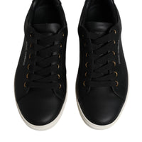 Dolce & Gabbana Black Leather Logo London Sneaker Shoes