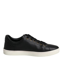 Dolce & Gabbana Black Leather Logo London Sneaker Shoes