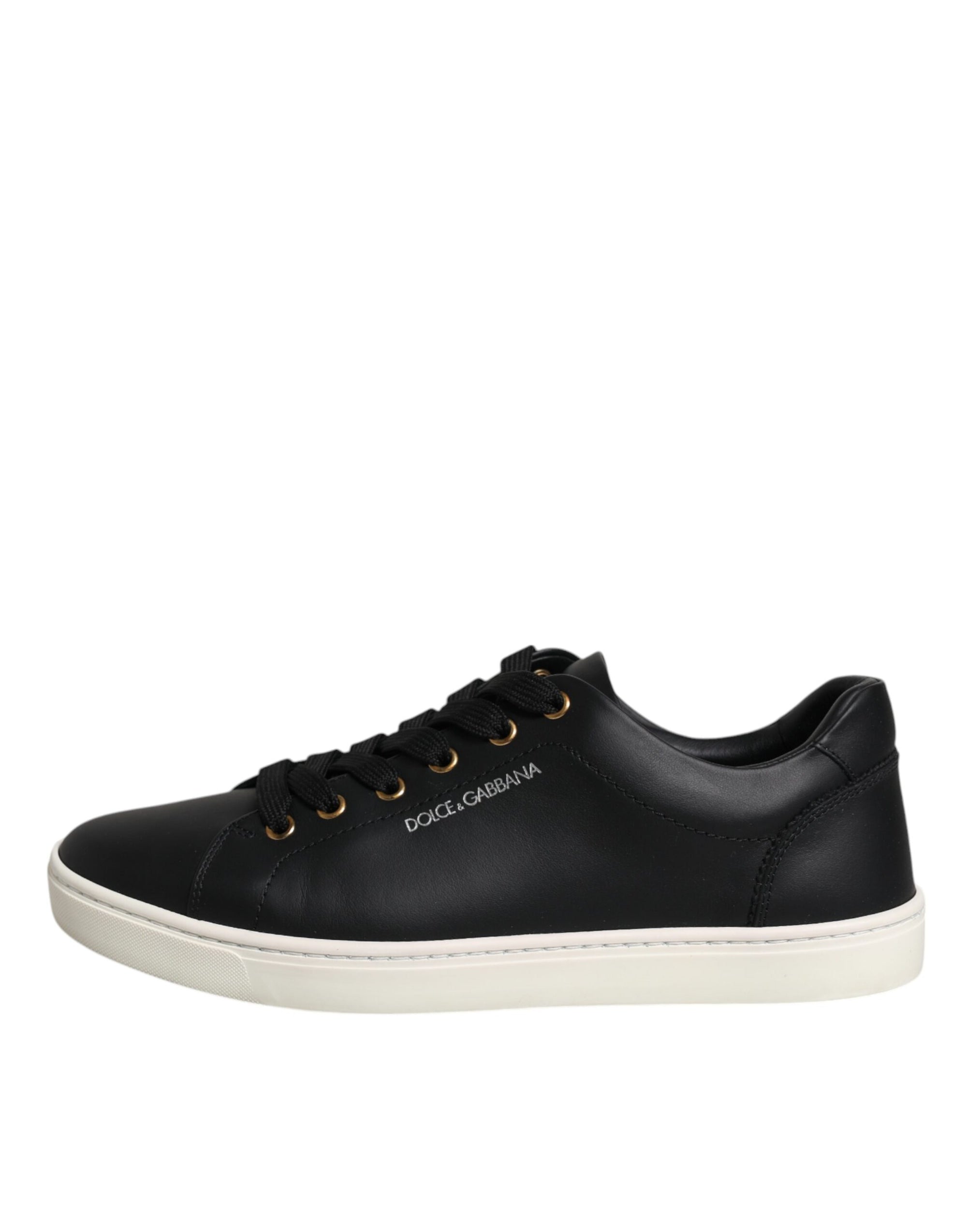 Dolce &amp; Gabbana Black Leather Logo London Sneaker Shoes
