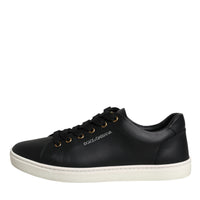 Dolce & Gabbana Black Leather Logo London Sneaker Shoes