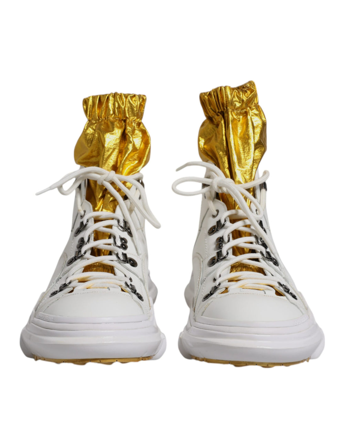 Dolce & Gabbana White Nylon Galileo High Top Sneakers Shoes