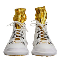 Dolce & Gabbana White Nylon Galileo High Top Sneakers Shoes