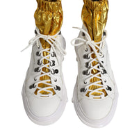 Dolce & Gabbana White Nylon Galileo High Top Sneakers Shoes