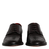 Dolce & Gabbana Black Calfskin Leather Derby Men Dress Shoes