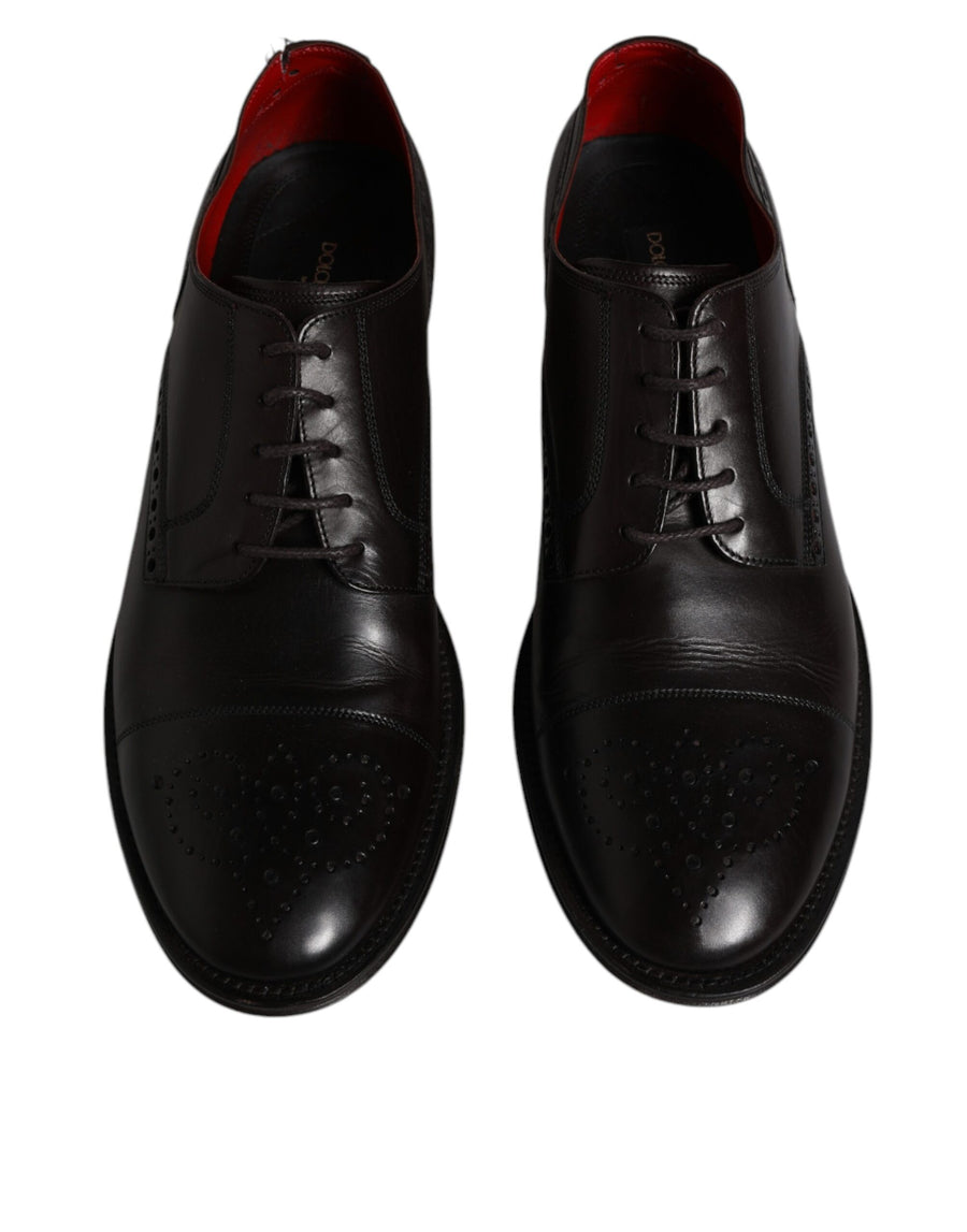 Dolce & Gabbana Black Calfskin Leather Derby Men Dress Shoes