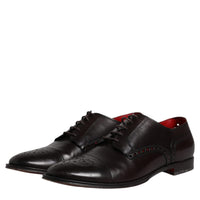 Dolce & Gabbana Black Calfskin Leather Derby Men Dress Shoes