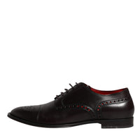 Dolce & Gabbana Black Calfskin Leather Derby Men Dress Shoes