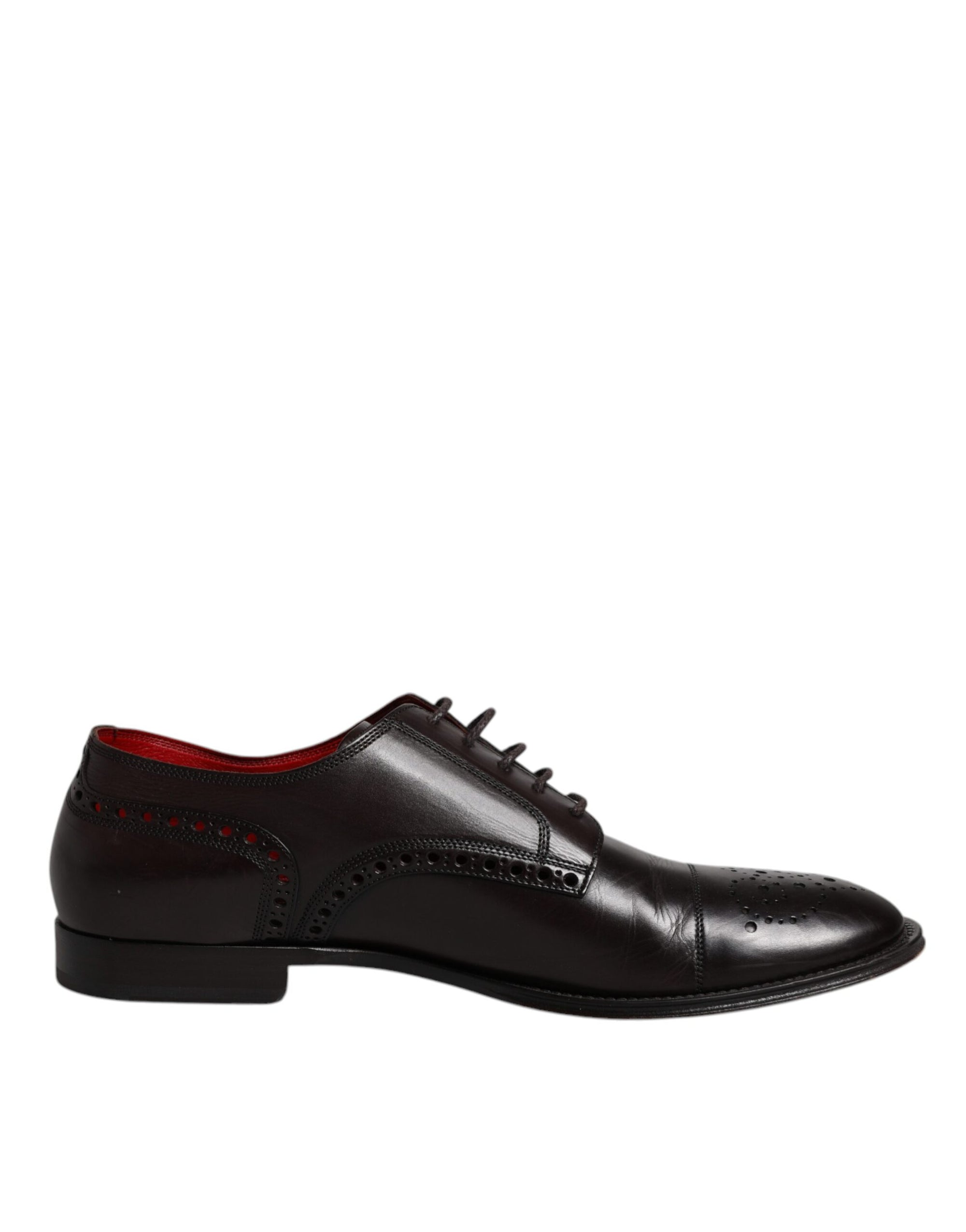 Dolce &amp; Gabbana Black Calfskin Leather Derby Men Dress Shoes